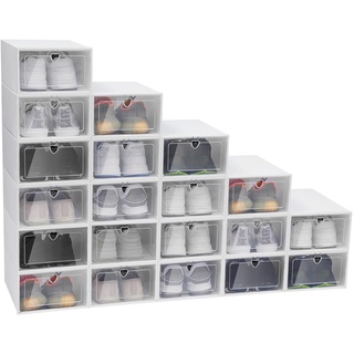 Brride 20Pcs Schuhboxen Stapelbar Transparent, Schuhbox platzsparend Aufbewahrungsbox, Schuhkarton für Aufbewahrung von Schuhen, Schuhregal für Hauswirtschaft