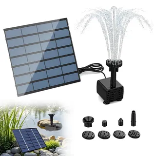 Solar Springbrunnen für Außen, Springbrunnen Solar mit 6 Fontänenstile, Teichpumpe Solar, Solarspringbrunnen Aussen, Schwimmender Solar Fontäne Pumpe für Garten, Vogelbad, Teich, Wasserspiel (A)