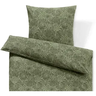 Biber-Bettwäsche - dunkelgrün - 100% Baumwolle- Maße: 155 x 220 cm - grün