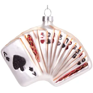 BRUBAKER Christbaumschmuck Mundgeblasene Weihnachtskugel Kartenspiel, Weihnachtsschmuck aus Glas, handbemalt - Lustige Baumkugel 11.5 cm bunt