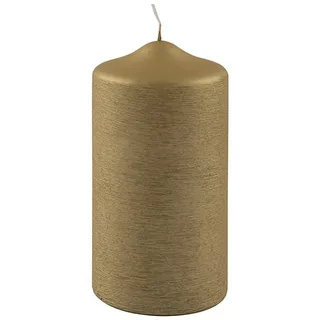 Fink - Kerze, Stumpenkerze - Paraffin - Farbe: Gold, gebürstet - (ØxH) 8 x 15 cm