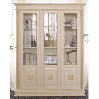 Casa Padrino Luxus Barock Vitrinenschrank mit Glastüren Antik Creme 165 x H 215 cm Buffetschrank Bücherschrank - Made in Italy