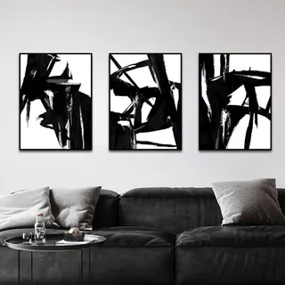AWKFHF Schwarz-weiße Abstrakte Linien Poster Leinwand Bilder Leinwand Malerei Poster Kunstdruck Wohnzimmer Schlafzimmer Wand Deko (3X20X30CM,ohne Rahmen)