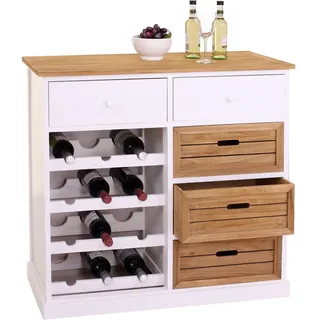 Mendler Weinregal HWC-B96AM, für 12 Flaschen, mit Schubladen 86x87x37cm | Kommode, Flaschenregal, Landhaus