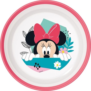 Disney Rosa und Weiß Mädchen Schüssel Minnie Kunststoff mit rutschfester Unterseite