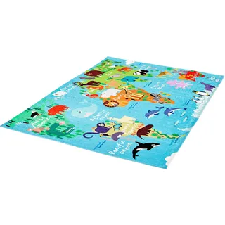 Kinderteppich »My Torino Kids 233«, rechteckig, Motiv Weltkarte, Kinderzimmer, 96243554-0 hellblau 10 mm