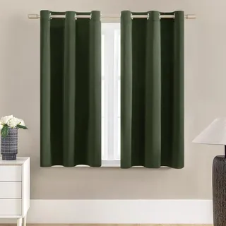 XTMYI Kurze Vorhänge für Badezimmerfenster, 114 cm lang, verdunkelnd, kleine Vorhänge für Küchenfenster, Set mit 2 Paneelen