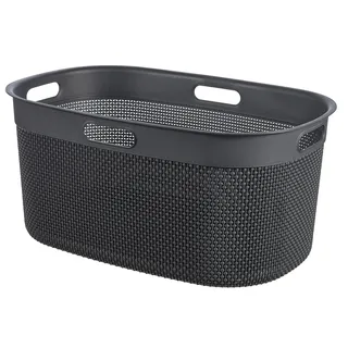Keter Curver Filo Wäschekorb, Grau, Fassungsvermögen 45 Liter, 100% recycelt, 45 x 35 x 61 cm
