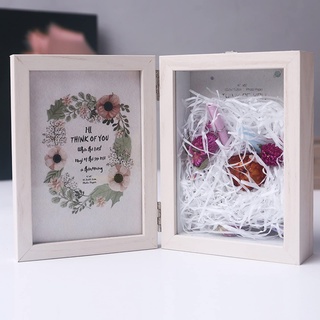 LEcylankEr 3D Bilderrahmen mit Getrocknete Blumen 18x28CM Holz Objektrahmen Tief zum Befüllen, Shadowbox Bilderrahmen mit Glas als Geschenk (Weiß)