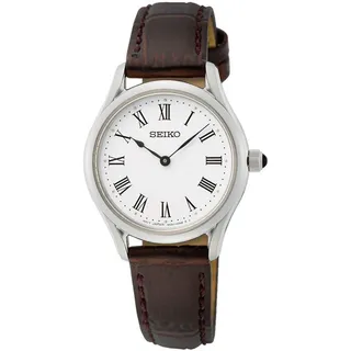Seiko Herren Analog Quarz Uhr mit Leder Armband SWR071P1
