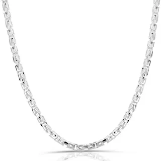 Tony Fein Silberkette Königskette 3,8 mm 925er Silber Hochglanzpoliert Diamantiert, Made in Italy für Damen und Herren 60 cm