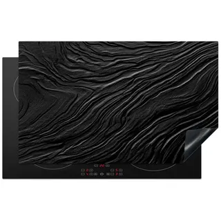 MuchoWow Herd-Abdeckplatte Schwarz - Abstrakt - Holz, Vinyl, (1 tlg), Herdabdeckplatten für Glaskeramikkochfeld, Induktionsschutz, 80x50 cm schwarz 80 cm x 50 cm x 0.2 cm