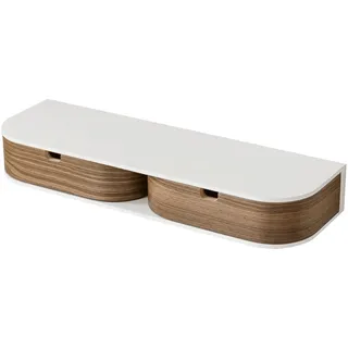 Valiai Schwebendes Regal mit 2 Schubladen - Hängendes Wandregal Holz - Kleine Wandschubladen Hängend - Schwebendes Wandregal mit Schubladen (Weiß/Walnuss, Regal mit 2 Schubladen)