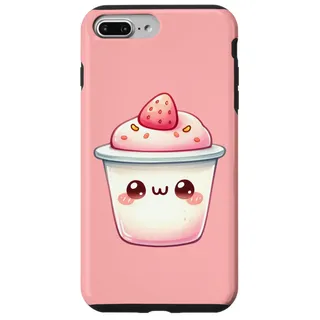 Hülle für iPhone 7 Plus/8 Plus Niedliche Kawaii-Erdbeer-Joghurt-Tasse