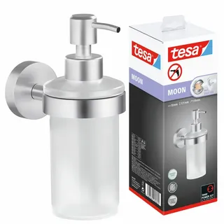 tesa Seifenspender 1 x MOON Wandseifenspender, (Komplett-Set, 3-tlg), Edelstahl - silber matt - 10,9 cm : 7 cm : 15,6 cm silberfarben