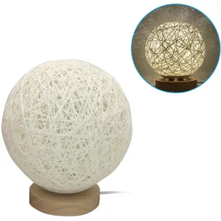 Runde Led-nachttischlampe In Mondform, Usb-nachtlicht, Verstellbare Kugelleuchte, Aus Geflochtenem Rattan, Für Schlaf- Oder Wohnzimmer