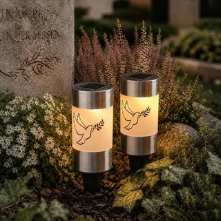 MARELIDA LED Solar Grablichter 14 cm 2 St. weiß