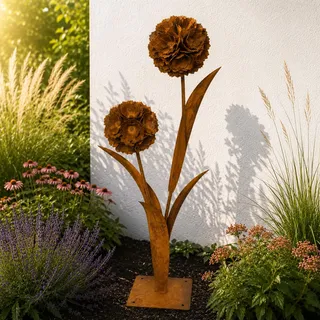 Terma Rost 3D Pusteblume XXL 90 cm Höhe Pusteblume Gartendeko rost Gartenfigur groß Metallfigur Garten Schild Dekostecker Rostgartendeko rostdeko Gartendeko Metall deko Metallstecker Edelrost...