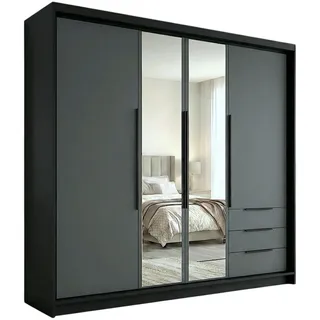 A&J MöbelLand Drehtürenschrank VIVO 200 x 215 x 59,5 cm Schwarz