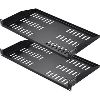 Vevor 2 STK. 1U Server-Rack-Regal, 10"/254 mm Tiefe, 50 lbs maximale Tragkraft, belüftetes freitragendes oder wandmontiertes Rack-Regal mit Ablage, gute Luftzirkulation für 482,6 mm Netzwerkschrank Geräte-Rack