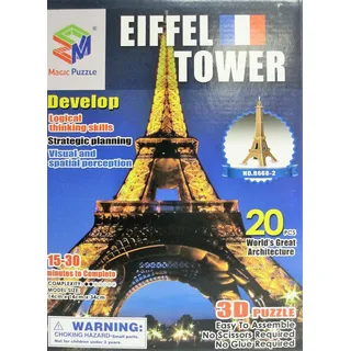 3 x 3D Puzzle Eiffelturm , Schiefer Turm von Pisa , Tower Bridge ", 8-22 Teile