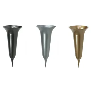 Grabvasen Gold, Silber und Anthrazit mit Erdspieß. Länge 40 cm. 3 Farben, 3 Stück