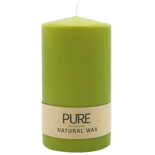 PURE NATURAL WAX, Olive, Stumpenkerze, WENZEL, 130/70 mm, Brenndauer ca. 47h, 100% plastikfrei