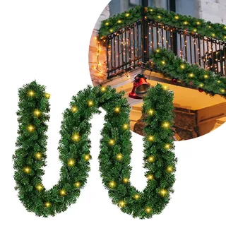 Gimisgu Weihnachtsgirlande 5m Tannengirlande mit Beleuchtung 100 LEDs Weihnachtskranz künstlich Weihnachtsdeko IP44 fur Treppengirlande innen und außen