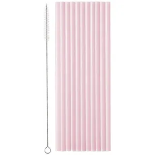 576 Plastikstrohhalme + Reinigungsbürste, 23 cm, rosa, wiederverwendbar