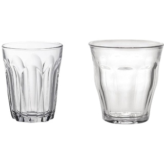 Duralex 1040AB06A0111 Provence Trinkglas, Wasserglas, Saftglas, 250ml, Glas, transparent, 6 Stück & 1027AB06A0111 Picardie Six Trinkglas, Wasserglas, Saftglas, 250ml, Glas, transparent, 6 Stück