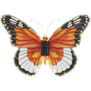 Wandleuchte Außenleuchte Solarlampe Garten Schmetterling Figur Motiv Dämmerungssensor, Kunststoff, LED, HxBxT 24,5x35x2,5 cm