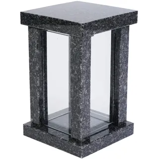 Grab-Lampe Granit Impala Friedhofs-Laterne Grab-Schmuck Glas Grab-Licht modern
