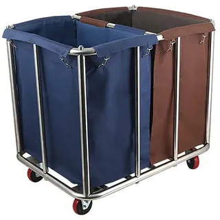 Wäschewagen mit Rollen Wäschesortierer auf Rollen Commercial Hotel Wäschekorb mit Edelstahlrohr Oxford Stoffbeutel 4 Leise Räder für Kleidung Lagerung (Size : B)