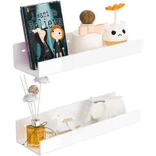 Hexsonhoma 30cm Weiß Acryl Wandregale 2-Packung, Acryl Bücherregal für Wand. Wandmontage Regal für Wohnzimmer