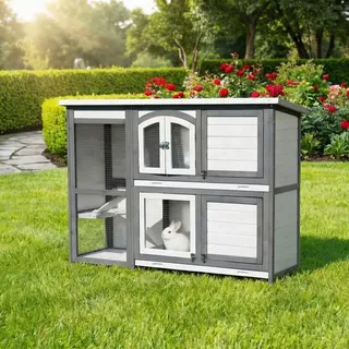 My Animal Kleintierstall MH-02 48 x 48 x 108 cm grau/weiß