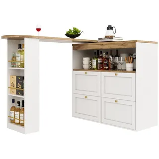 i@home Sideboard mit drehbare Bartisch und Arbeitstisch (geeignet für Esszimmer/Arbeitszimmer/Wohnzimmer, 1 Set), Bis 60 kg belastbar, 138 cm – 105 x 39 x 102 cm, Schwarz weiß