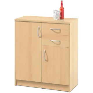 Kommode - Buche - 2 Schubkästen - 74 cm Sideboard Anrichte Beistellschrank