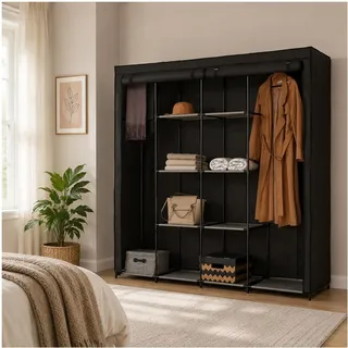 Hti-Living Stoffschrank XL Lena 172 x 169 x 0 cm Dunkelgrau