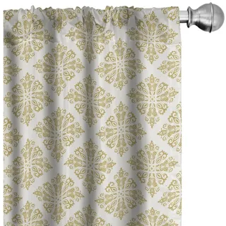 Abakuhaus Gardine Vorhang für Wohnzimmer Schlafzimmer Dekor, Microfaser, orientalisch Motive gelb 150 cm x 245 cm