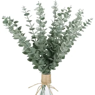 Eukalyptus Deko 15 Stück Künstlich Eukalyptus Pflanze Künstliche Zweige 45,7 cm - Kunstpflanzen mit realistischen Blättern Fake Künstliche Zweige, immergrüne Deko für Vasen, Hochzeit, Bauernhaus