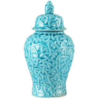 KinderCoring Tempelglas, Ingwerglas, Aufbewahrungs Organizer, Hohl Kollektion, Orientalischer Stil, für Zuhause, Wohnzimmer, Tisch, Steingut, Küche, Blumenvase, Blau