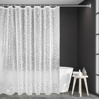 WELTRXE Duschvorhang Anti-Schimmel mit Gewicht Magnet unten, Wasserdichter Badezimmervorhang mit 12 Rostfreien Haken für Badewanne, Dusche, 183x183cm, 3D Kieselsteine