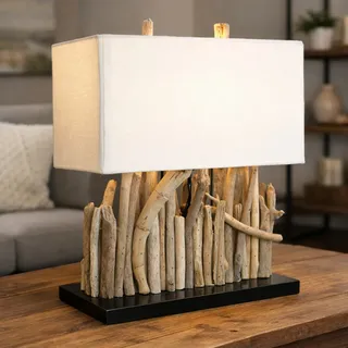 Tischleuchte, Tischlampe, Treibholz, Holz, handgefertigt, ca. 35x40x16