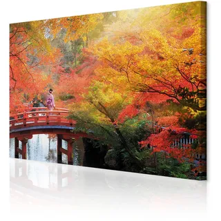 decomonkey Akustikbild Wald 120x80 cm 1 Teilig Leinwand Modern Bilder Leise | Wandbilder XXL, Schallschlucker, Schallschutz, Akustikdämmung, Wandbild, Deko, Garten, Japanischer, Natur, Landschaft, Grün