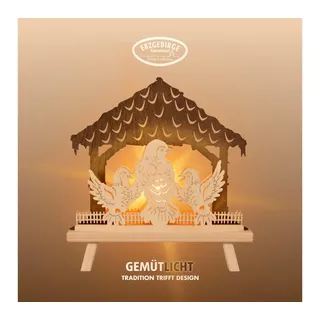 Weigla Lichterbogen Vogelhaus, Dekoleuchte, NATUR-BRAUN, Winterdeko, Made in Germany (1-tlg), Erzgebirge garantiert, Weihnachtsdeko Innen, Weihnachtsbeleuchtung beige