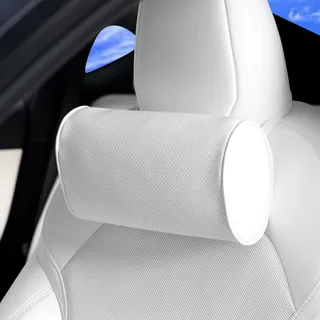 Dapucarin Auto Nackenkissen, Weichheit Kopfstütze Kissen Leder, 100% Memory Foam und Atmungsaktiver Abnehmbarer Abdeckung, Reisekissen für Auto, Zuhause und Büro, Weiß, 1 Stück
