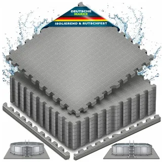 tillvex Pool-Bodenschutzfliese tillvex® Poolbodenmatten Matten für Pool Bodenschutzmatte Bodenmatte, Poolunterlage Bodenschutz Matten wärmeisolierend Untergrund, 32-St., Planschbecken & Whirlpool Poolmatte Bodenmatte Outdoor, Pool Bodenschutzmatte Set 62,5x62,5cm Unterlegmatte 1 cm Dicke Pool grau