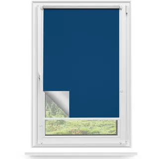 Rettika Verdunkelungsrollo ohne Bohren, für Fenster, Breite 100 cm, Höhe 220 cm, Blau Farbe, Klemmfix Montage, Jalousien Fenster, Fenster rollos für innen, Klemmrollo