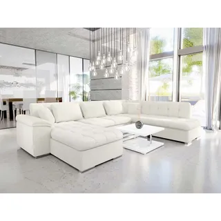 MIRJAN24 Wohnlandschaft Niko Bis Premium, mit Bettkasten und Schlaffunktion, Kissen mit Reißverschlus, U-Form, B: 350 cm weiß