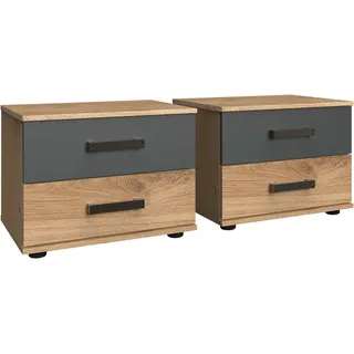 Wimex Nachttisch Stockholm, Nachtkommode 52cm breit, Made in Germany, Industrial Look, 2 Höhen zur Auswahl, einzeln oder im 2er Set beige|grau 52 cm x 40 cm x 38 cm